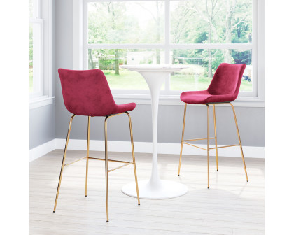 ZUO Tony Bar Chair - Red/Gold