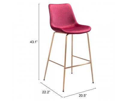 ZUO Tony Bar Chair - Red/Gold