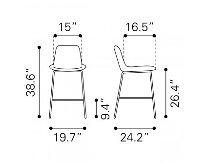 ZUO Tony Counter Chair - Gray/Gold