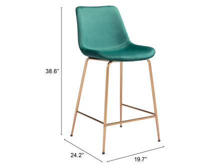 ZUO Tony Counter Chair - Green/Gold