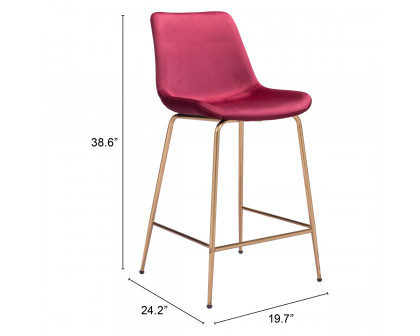 ZUO Tony Counter Chair - Red/Gold