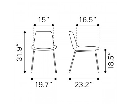 ZUO Tony Dining Chair (Set Of 2) - Gray/Gold