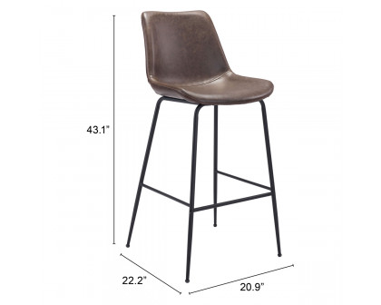 ZUO Byron Bar Chair - Brown/Black