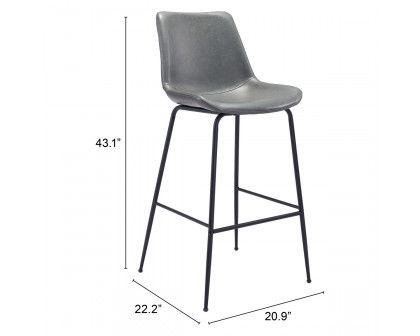 ZUO Byron Bar Chair - Gray/Black