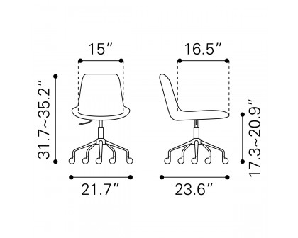 ZUO Byron Office Chair - White/Black