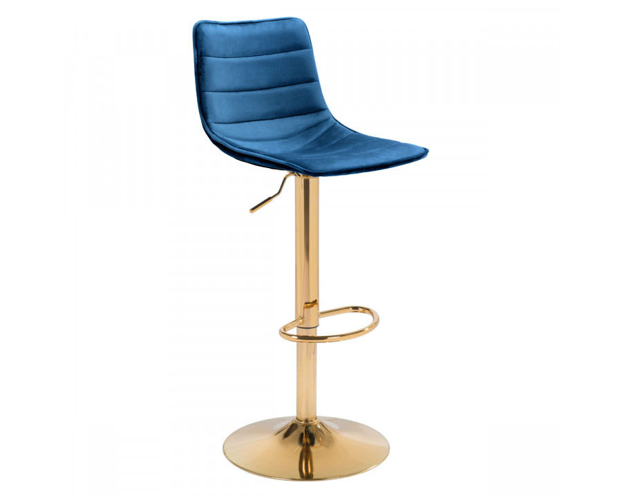 ZUO Prima Bar Chair - Dark Blue/Gold