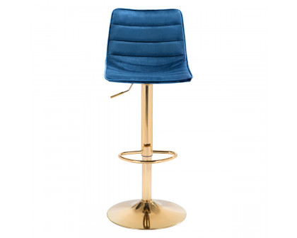 ZUO Prima Bar Chair - Dark Blue/Gold