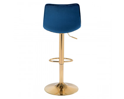 ZUO Prima Bar Chair - Dark Blue/Gold