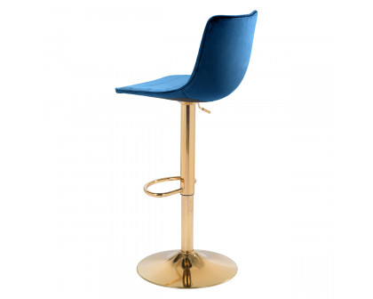 ZUO Prima Bar Chair - Dark Blue/Gold