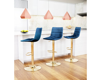 ZUO Prima Bar Chair - Dark Blue/Gold