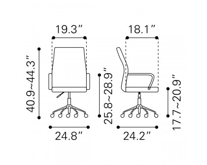 ZUO Primero Office Chair - White/Silver