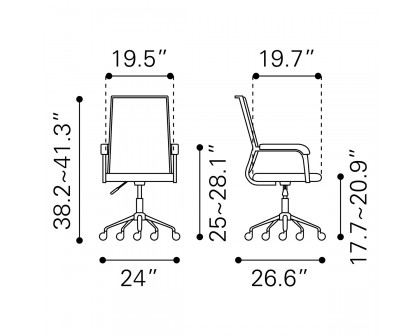 ZUO Liderato Office Chair - Black/Silver