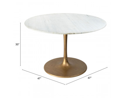 ZUO - Ithaca Dining Table in White/Gold