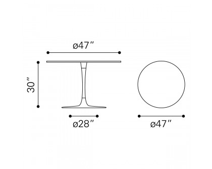 ZUO - Ithaca Dining Table in White/Gold