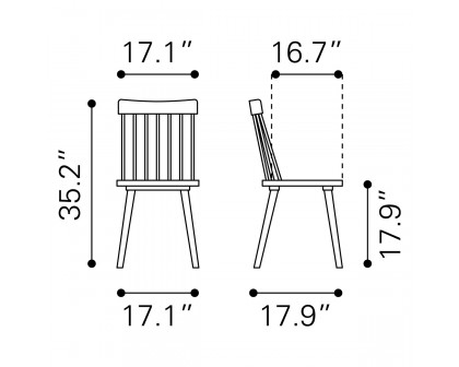 ZUO - Ashley Dining Chair (Set Of 2) in Black