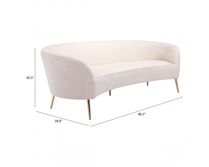 ZUO - Luna Sofa in White/Gold