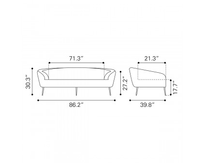 ZUO - Luna Sofa in White/Gold