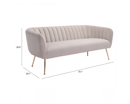 ZUO Deco Sofa - Light Pink/Gold