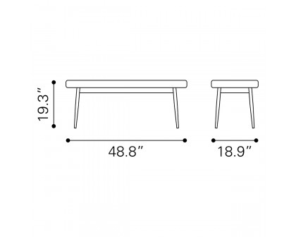 ZUO - Tanner Bench in Gray/Black