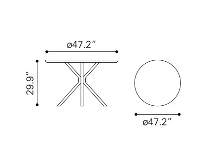 ZUO™ Amiens Dining Table - White/Black