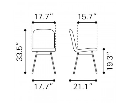 ZUO Var Dining Chair (Set Of 2) - Yellow/Black/Gold