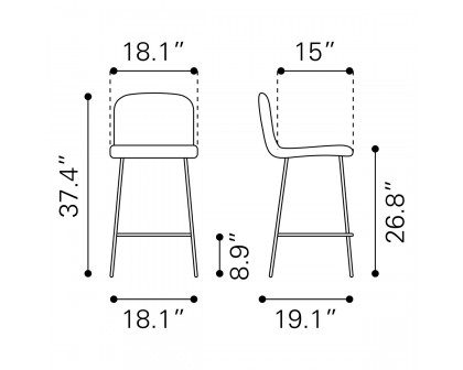 ZUO Var Counter Chair - Yellow/Black/Gold