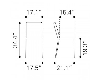 ZUO Harve Dining Chair (Set Of 2) - Beige/Black