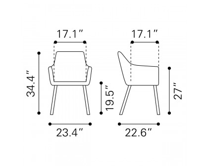 ZUO Loiret Dining Chair (Set Of 2) - Yellow/Black