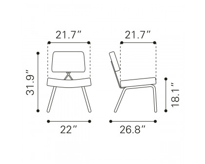 ZUO Nicole Dining Chair (Set Of 2) - Blue/Gold