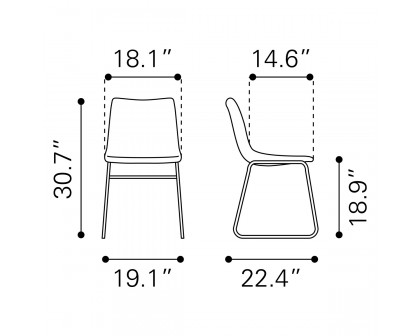 ZUO Smart Dining Chair (Set Of 2) - Charcoal/Black