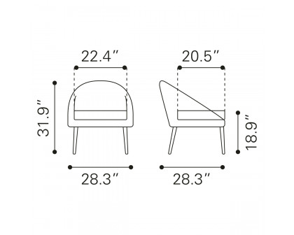 ZUO™ Cruise Chair Accent - Gray/Brown