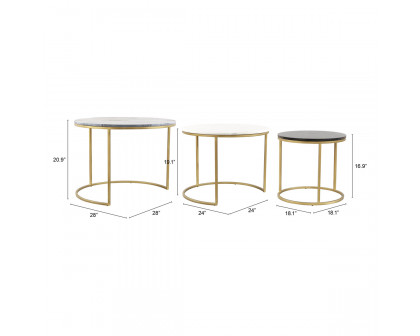 ZUO - Franco Nesting Coffee Table in White/Gray/Black/Gold