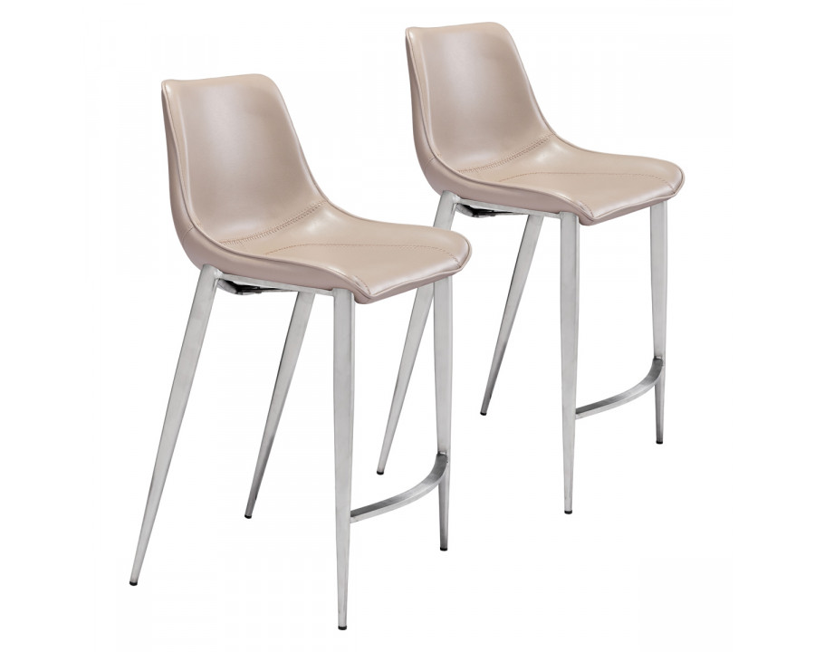 ZUO Magnus Counter Chair (Set Of 2) - Cappuccino/Silver