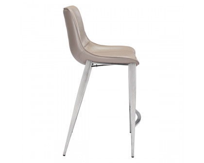 ZUO Magnus Counter Chair (Set Of 2) - Cappuccino/Silver