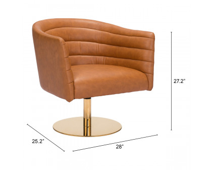 ZUO™ Justin Accent Chair - Brown/Gold