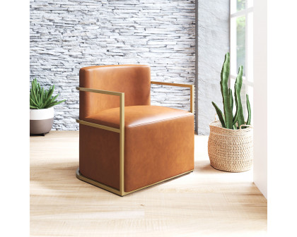 ZUO™ Xander Accent Chair - Brown/Gold