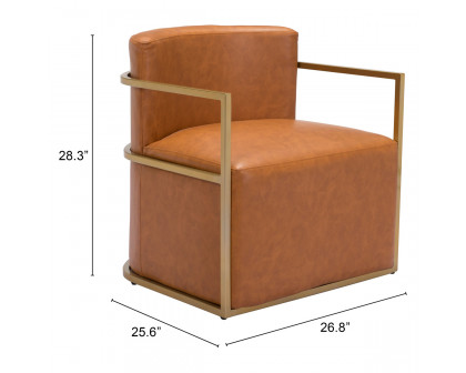 ZUO™ Xander Accent Chair - Brown/Gold