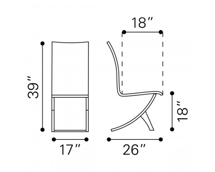 ZUO Delfin Dining Chair (Set Of 2) - Gray/Silver