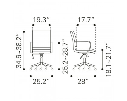 ZUO Partner Office Chair - Black/Chrome