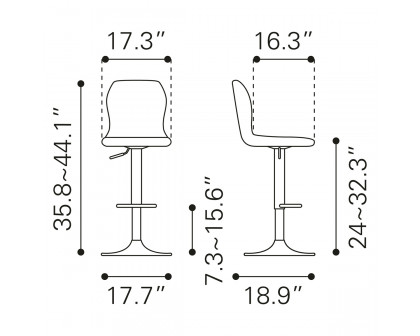 ZUO Vital Bar Chair - Vintage Brown/Black