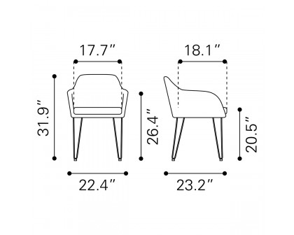 ZUO Braxton Dining Chair (Set Of 2) - Vintage Gray/Black