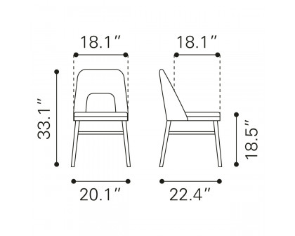 ZUO Iago Dining Chair - Light Gray/Walnut