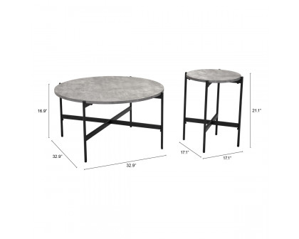 ZUO - Malo Coffee Table Set in Gray/Matte Black