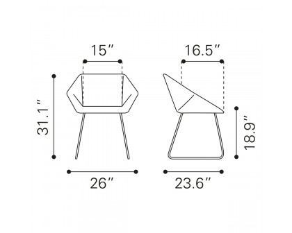 ZUO Miguel Dining Chair - White/Matte Black