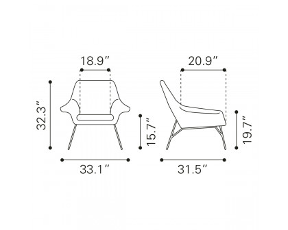 ZUO Javier Accent Chair - White/Matte Black