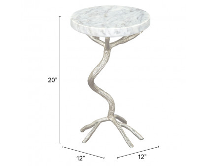 ZUO - Joel Side Table in White/Silver