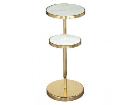 ZUO - Marc Side Table in White/Gold