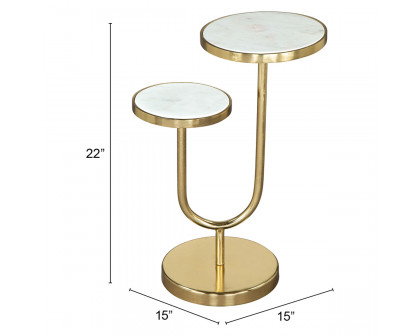 ZUO - Marc Side Table in White/Gold