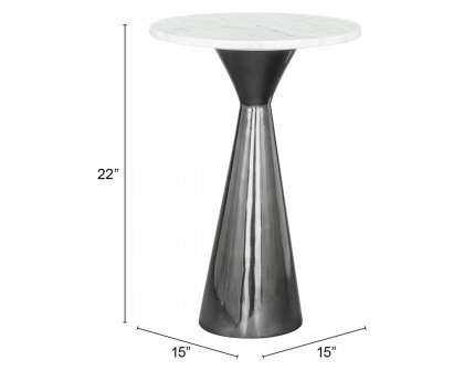 ZUO - Tim Side Table in White/Black