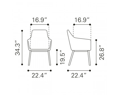 ZUO Adage Dining Chair - Gray/Matte Black